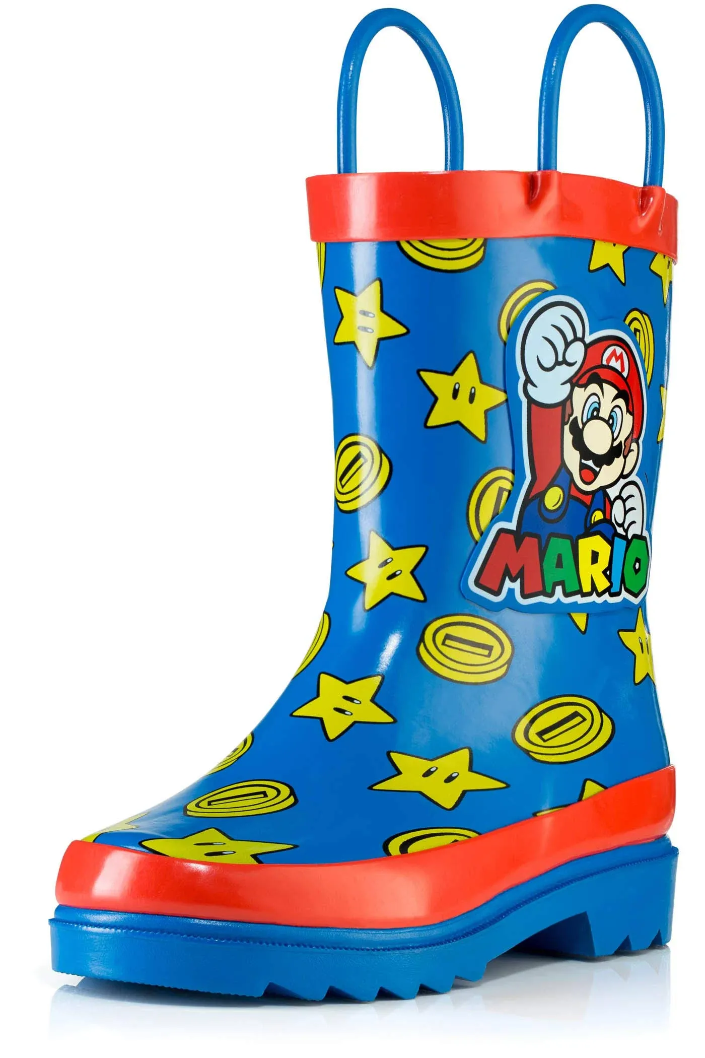 Nintendo Big Kids Super Mario Easy On Rubber Rain Boots-Size 13