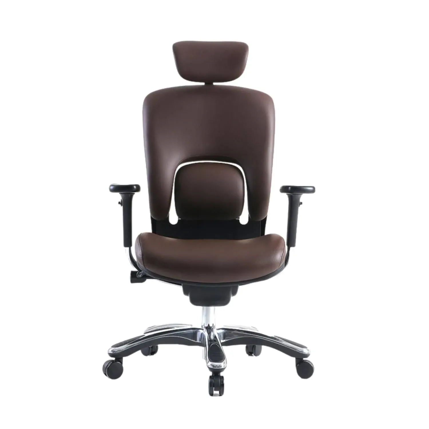 GM Seating ErgoLux Genuine Leather Executive Hi Swivel Chair Chrome Base with ...