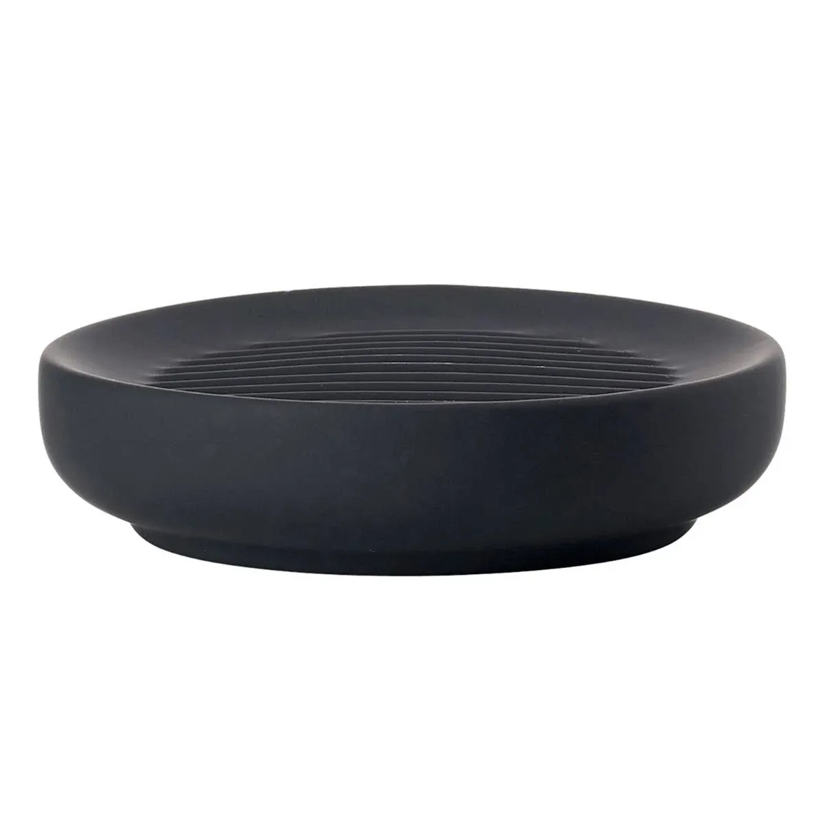 ZONE DENMARK Nova Porcelain Soap Dish with Sophisticated Simplicity Soft Touch Coating - Elevate Your Bathroom Décor, Practical Design, Style and Functionality- (Black)