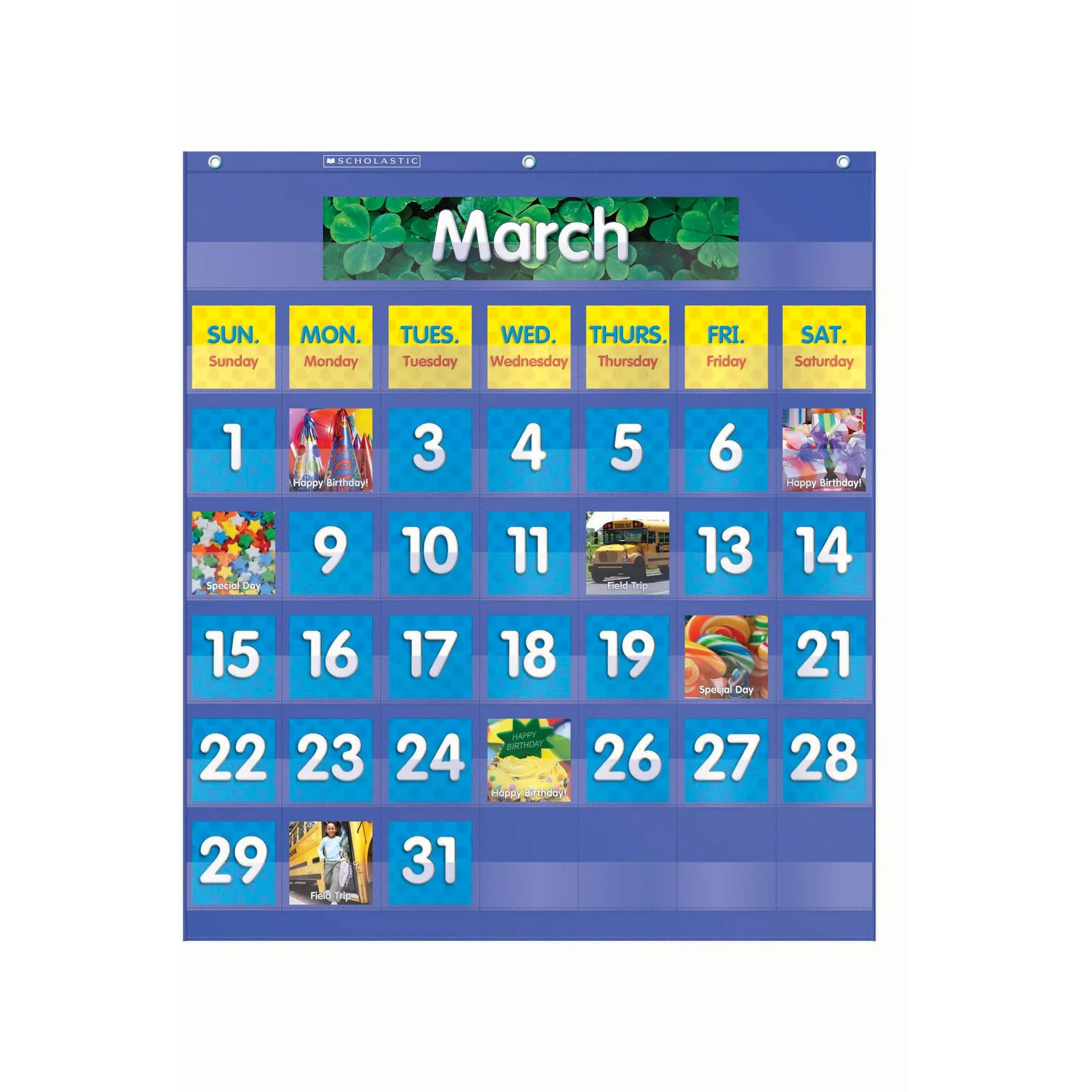 Scholastic Teaching Solutions Monthly Calendar Pocket Chart, 61 Pieces