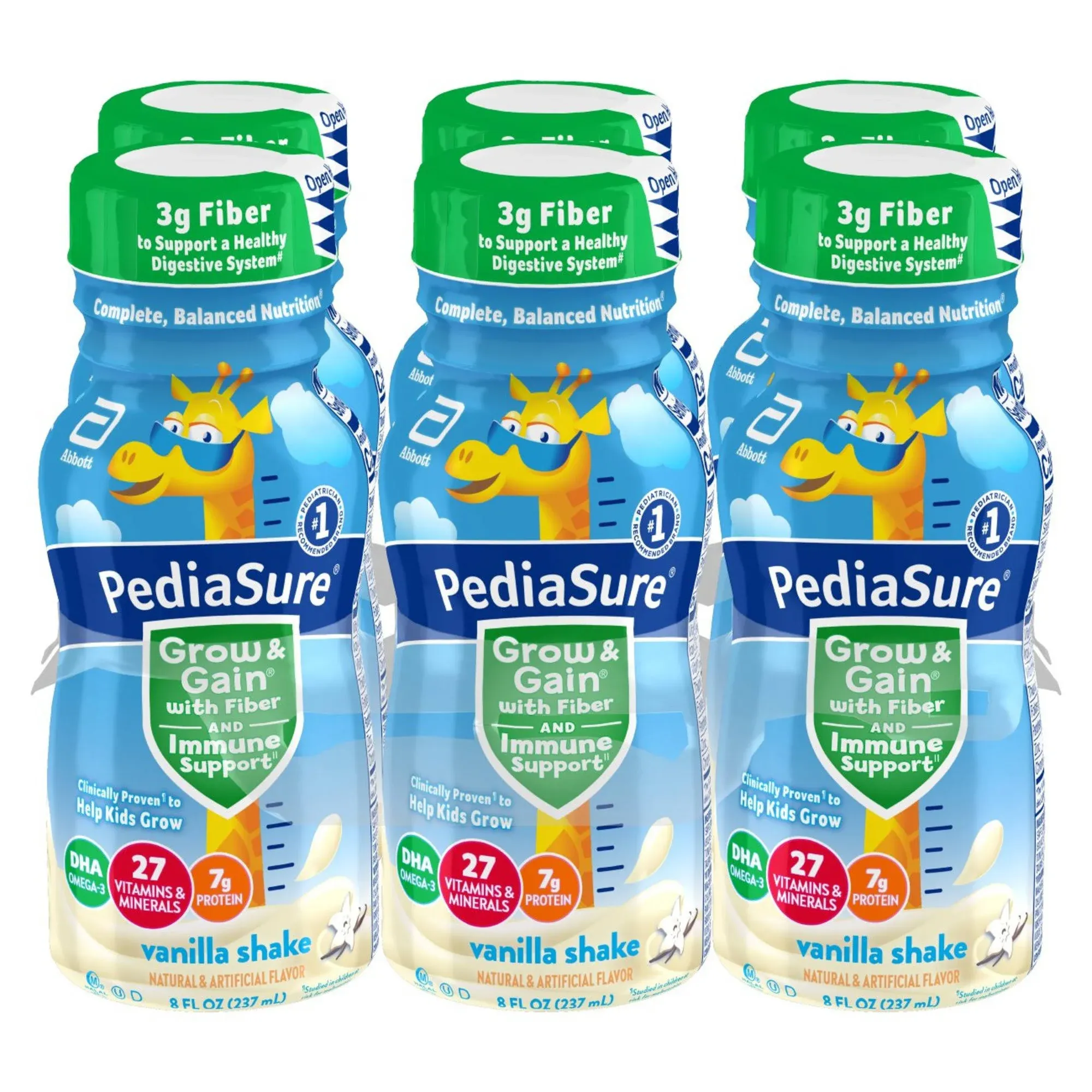 Abbott Nutrition Pediatric Oral Supplement PediaSure® Grow &amp; Gain with Fiber Vanilla Flavor 8 oz. Bottle Ready to Use - M-649266-1330 - Pack of 6