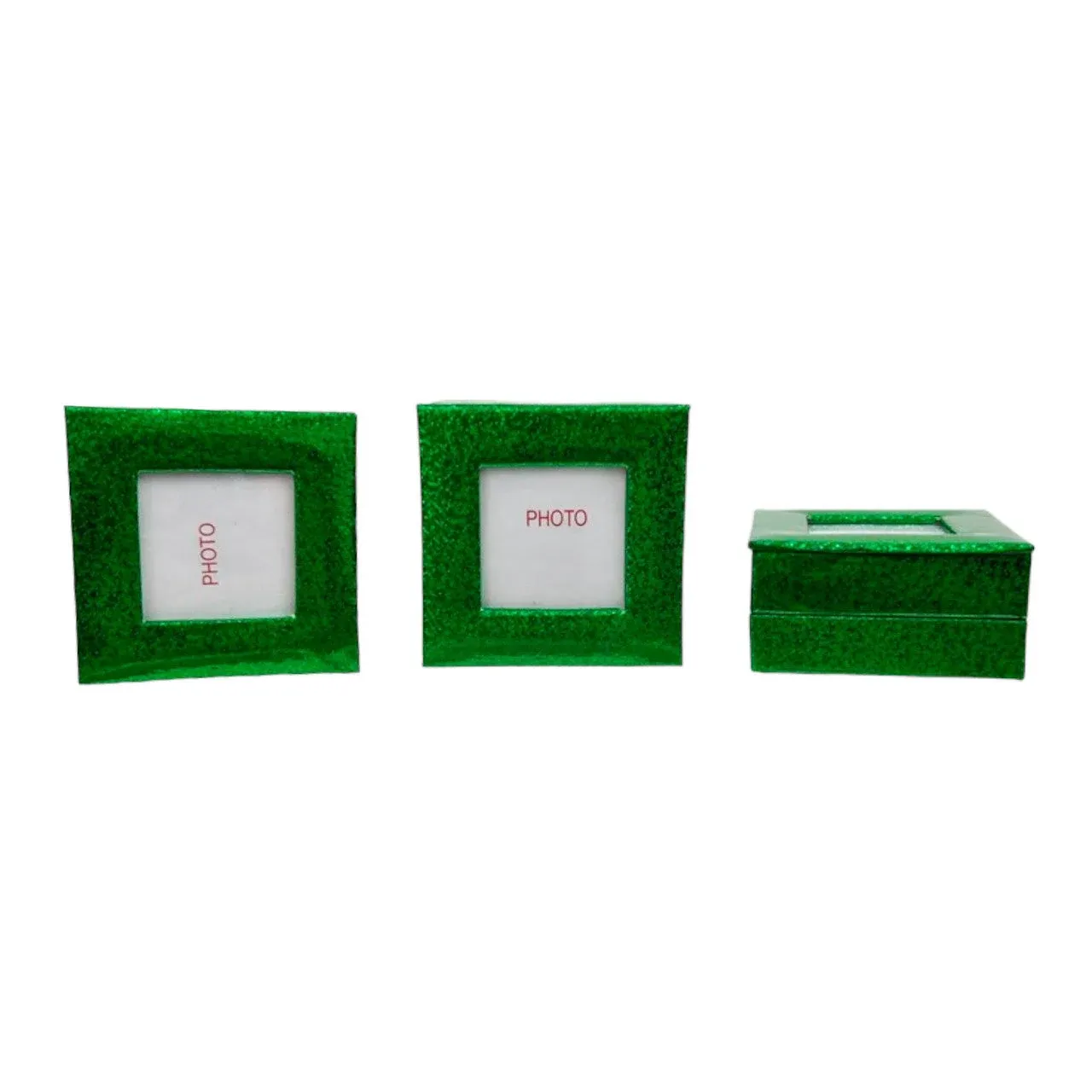 Expo International Value Pack of 3 Small Square Photo Frame Gift Box, Green