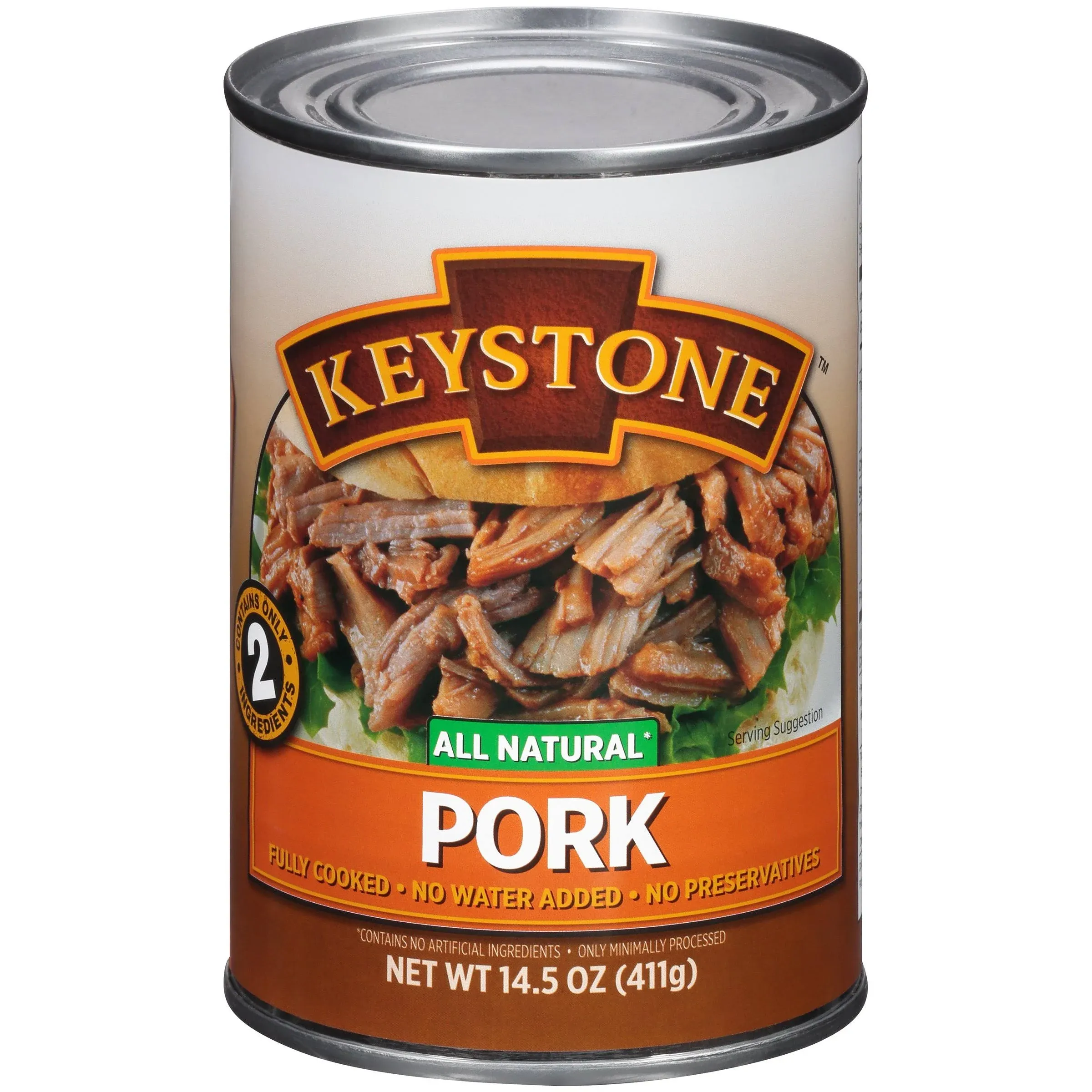 Keystone Meats All Natural Canned Pork 14.5 Oz Long Shelf Life Emergency Survival Food Canned Meat | Fully Cooked Ready to Eat Family Pack of 1