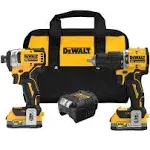 DeWalt 20V MAX Atomic Cordless Brushless 2 Tool Compact Hammer Drill and Impact Driver Kit