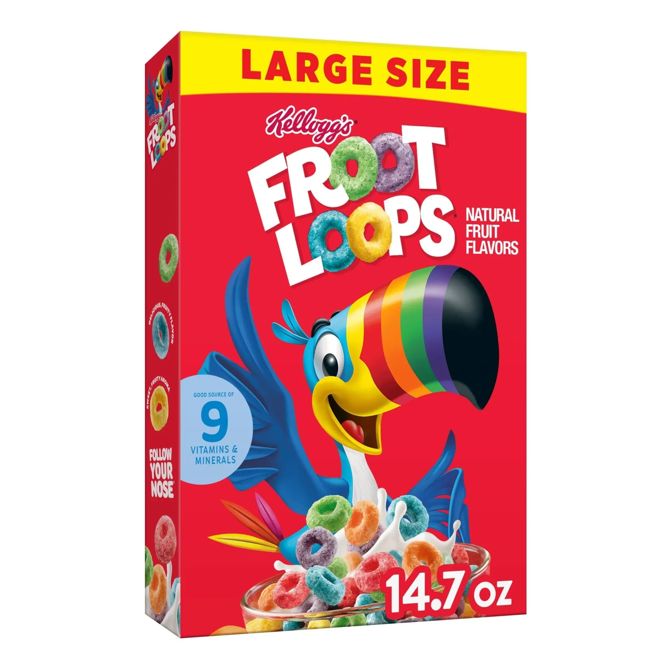 Kellogg's Froot Loops Cereal, Multigrain, Sweetened, Large Size - 14.7 oz