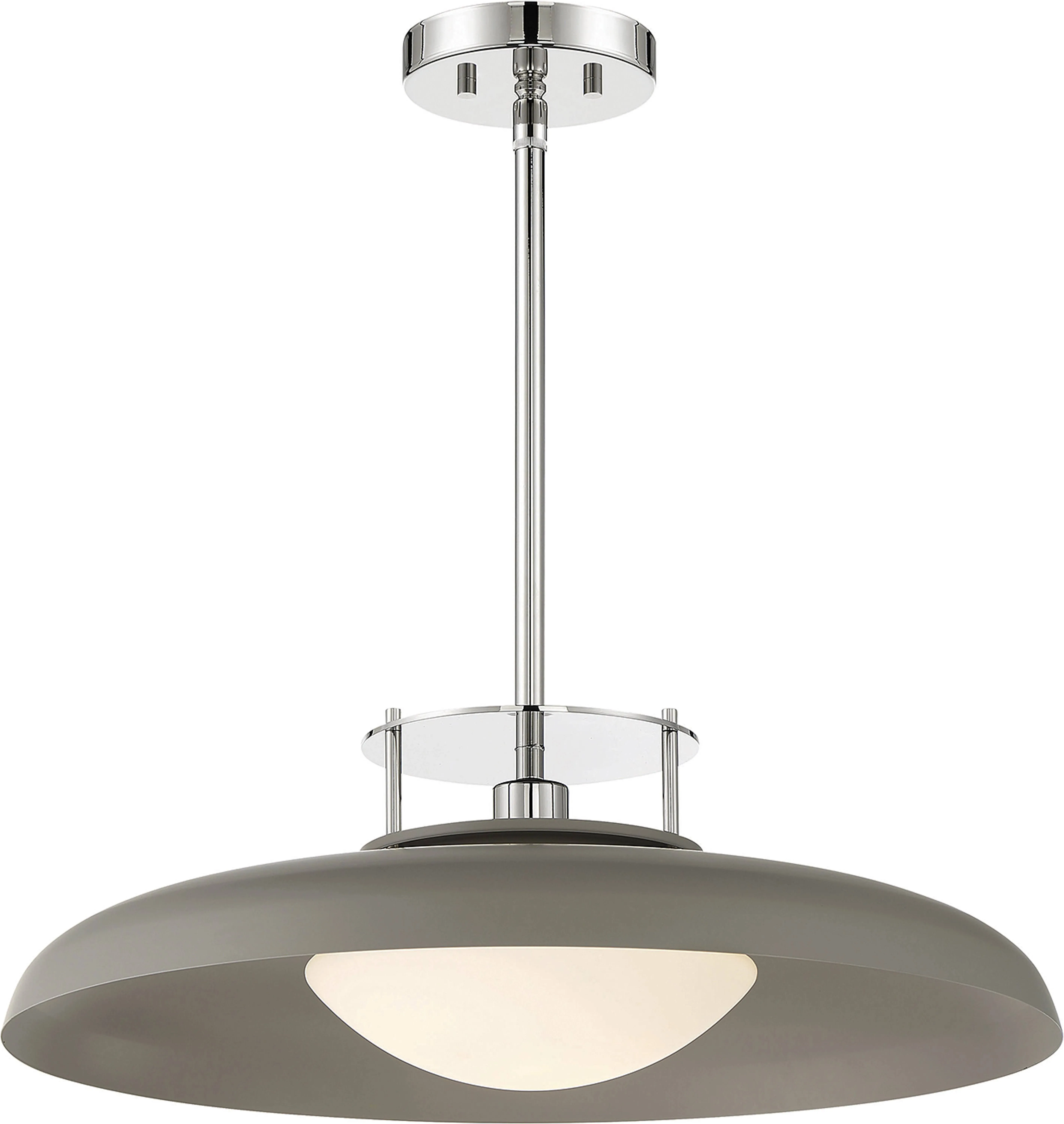 Savoy House Gavin 1-Light Pendant in Gray with Polished Nickel Accents