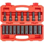 Tekton 1/2 inch Drive Deep 6-Point Impact Socket Set, 17 Piece (8-24 mm) - SID92329