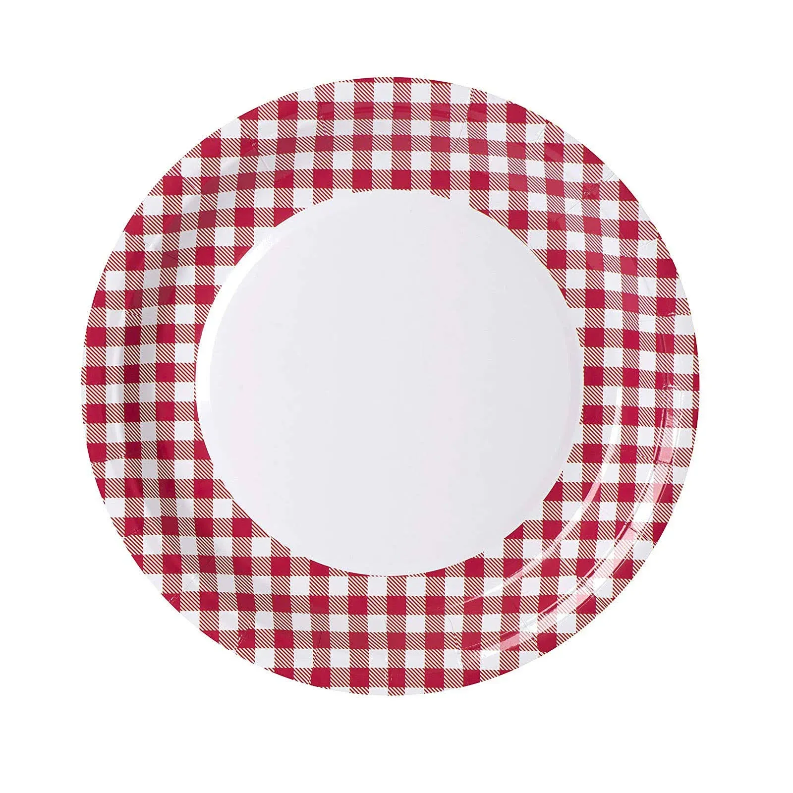 Hammont Picnic Plates - 9" Round Gingham Plates BBQ Party Supplies - Birthday | Backyard | Picnic Decorations - Red & White Checkered Disposable Paper Plates (50 Pack)