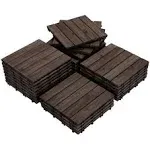 Yaheetech 12 in. x 12 in. Fir Wood Interlocking Deck Tiles Looring for Patio Garden Pack of 27 Tiles