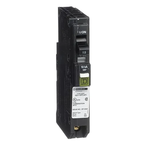 Square-D QO115PCAFIC Single Pole Circuit Breaker, QO, 15A