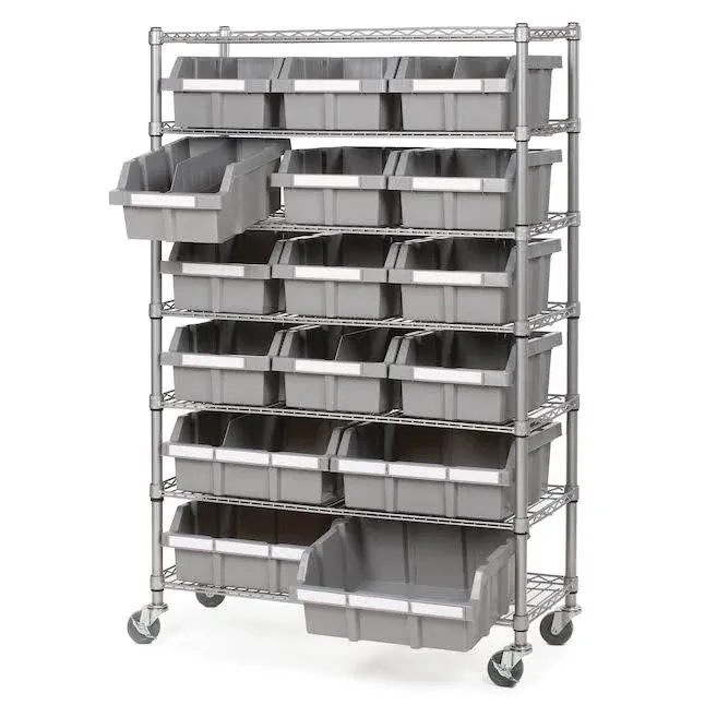 Commercial 7 Tier NSF 16 Bin Shelving Rack - Seville Classics