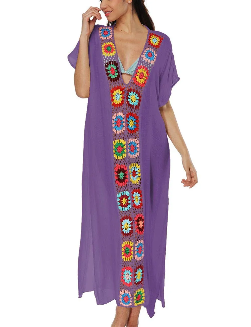 New Crochet Kaftan Cover Up Dress