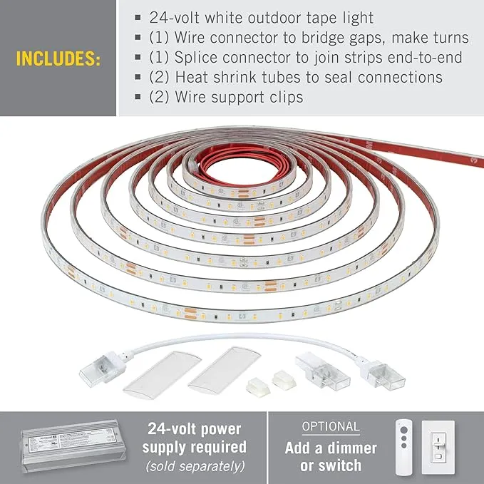 Armacost Lighting RibbonFlex Pro Warm White (2700K), 60LEDs/M, 10M, 24V Outdoor Tape Light 135450