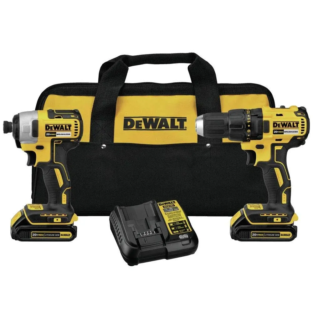 DeWalt DCK277C2R 20V Max 1.5 Ah Cordless Lithium-Ion Compact Brushless Drill and ...