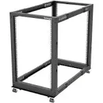 StarTech.com 4-Pfosten 18 HE Mobiles Open Frame Serverrack, 19 Zoll Netzwerk Rack mit Rädern, Rack für Computer/AV/Daten/IT Geräte - Rollen, Nivellierfüße oder Bodenmontage (4POSTRACK18U)