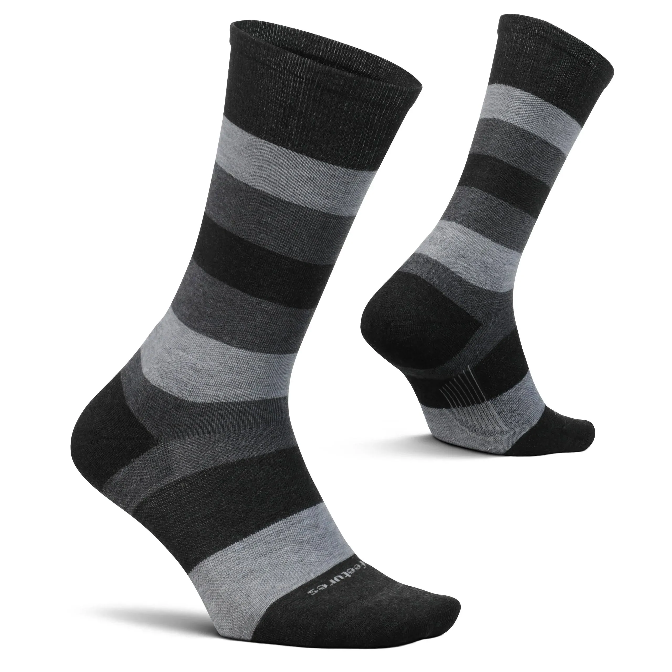 Feetures Everyday Max Cushion Crew Primary Stripe Gray Men's, Primary Stripe Gray / M