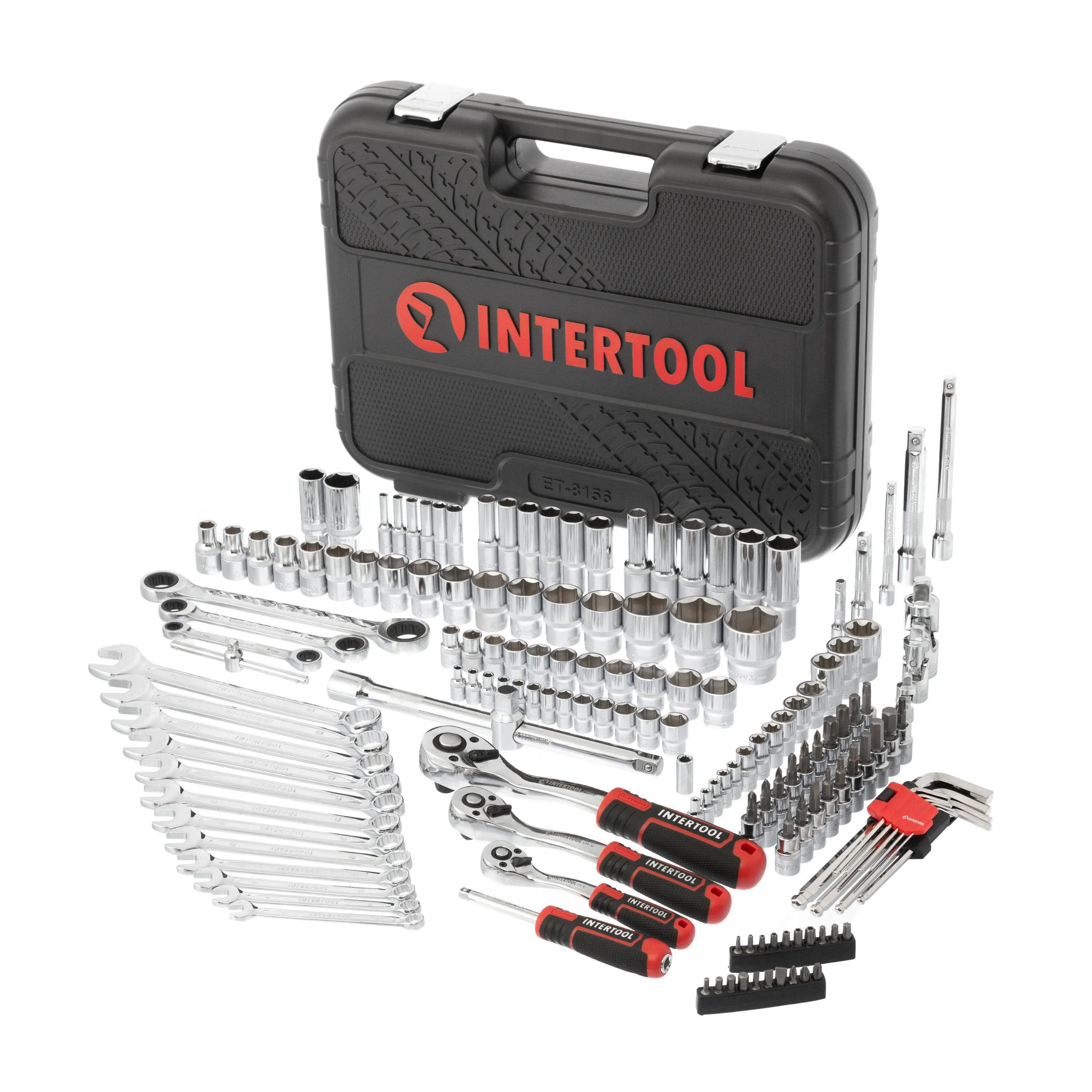 INTERTOOL 156-Piece Metric Chrome Mechanics Tool Set with Hard Case Lowes.com