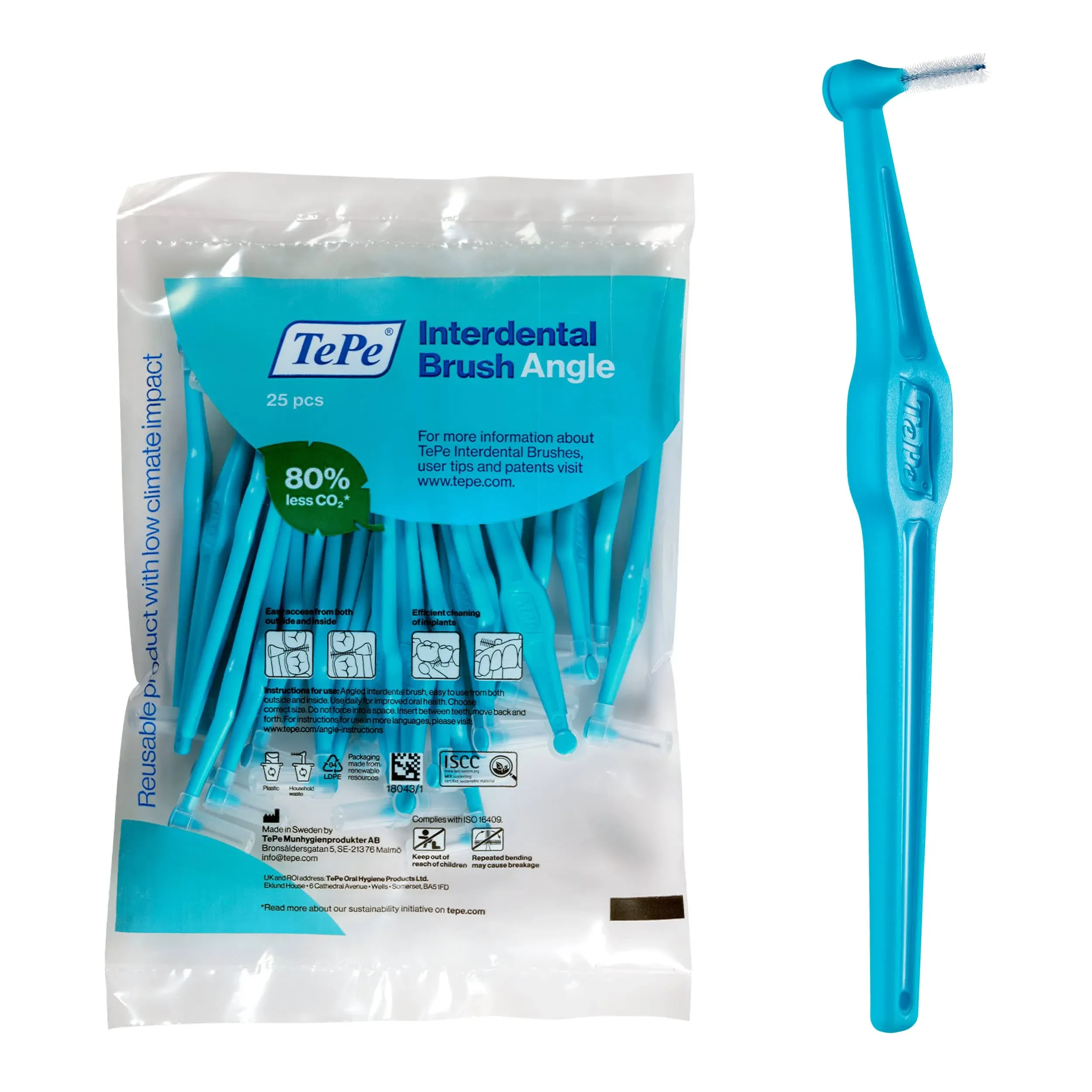 Tepe Angle Interdental Brushes Blue 0.6mm - Pack of 25