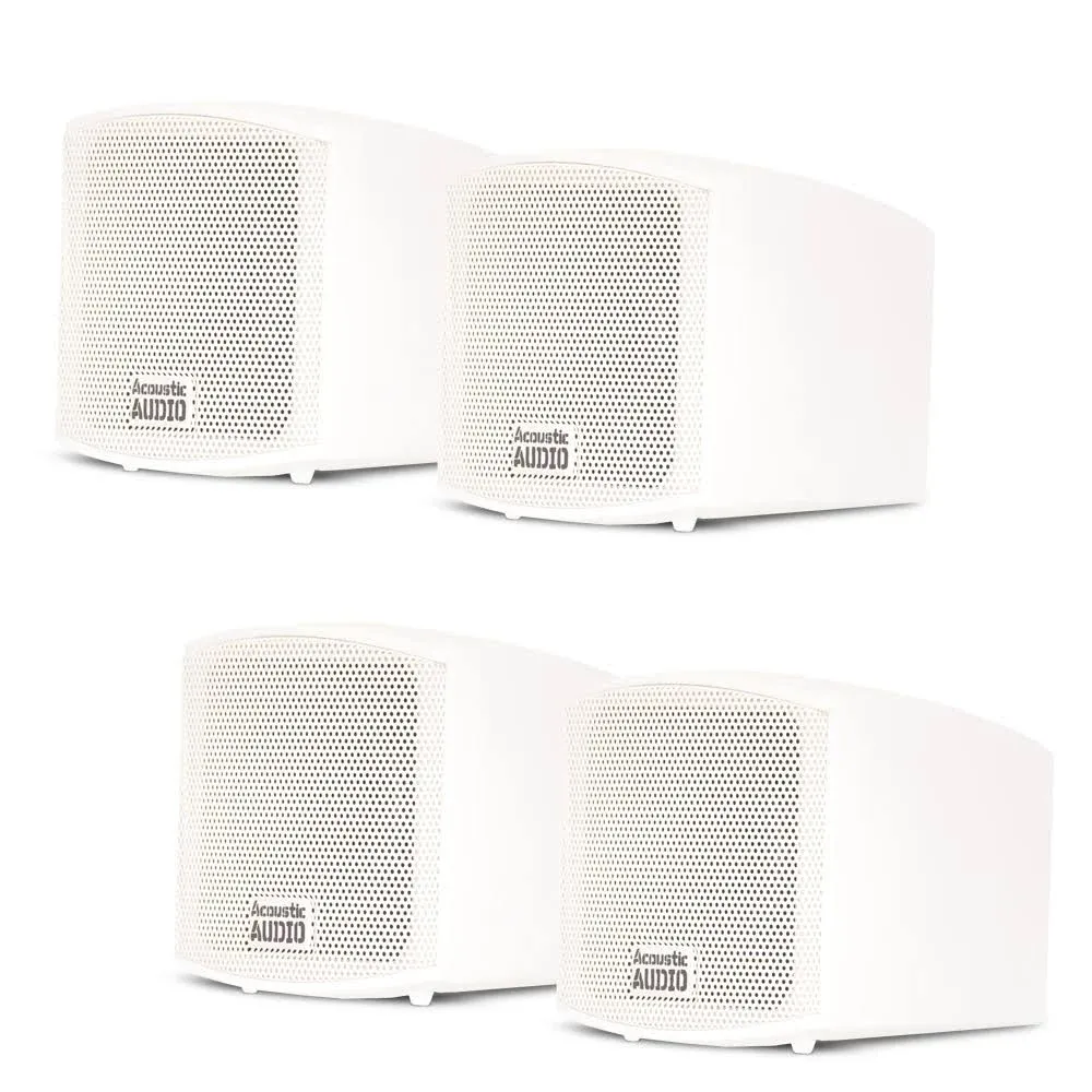 Acoustic Audio AA321W-2Pr Aa321w Mountable Indoor Speakers 800 Watts White Bookshelf 2 Pair Pack