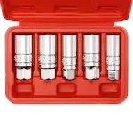 CASOMAN 3/8-Inch Drive Spark Plug Socket Set, 6-Point, Thin-Wall, 5/8-Inch, 3/4-Inch, 13/16-Inch, 14mm, 18mm, 5-Piece Set