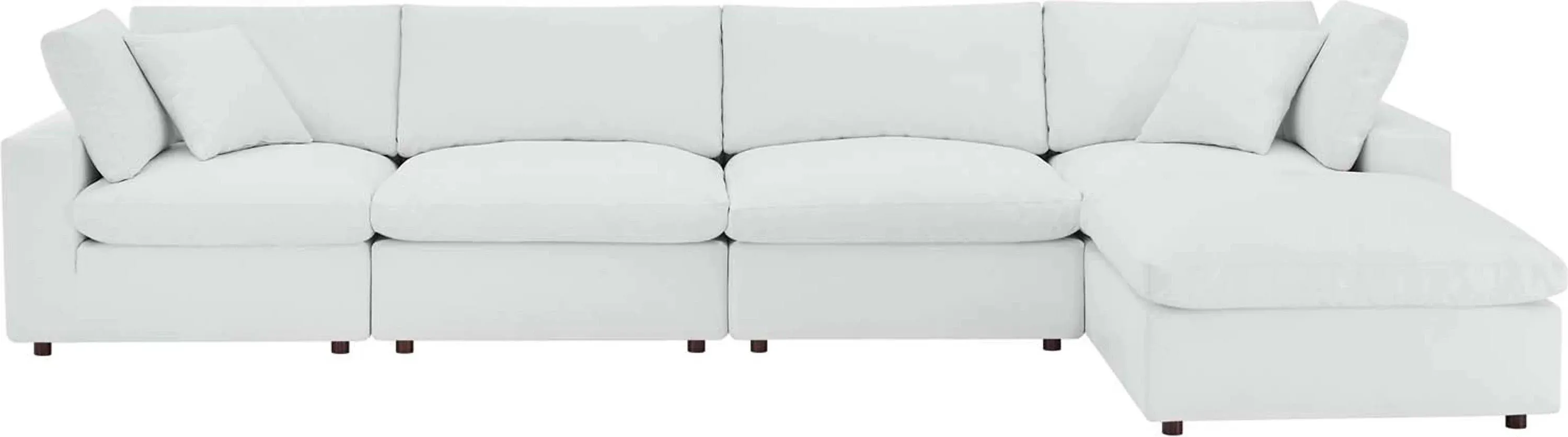 Modway Commix Modular Sofa, Extra Large Reclining Sectional, White Vegan Leather