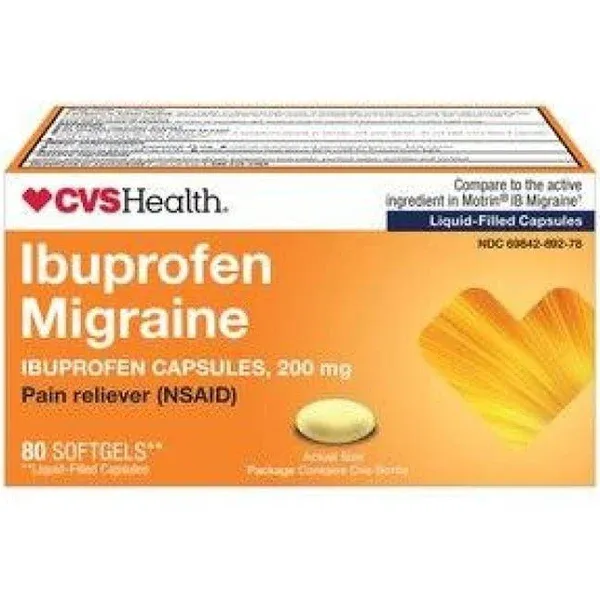 CVS Health Ibuprofen Migraine 200 MG Softgels, 80 Count - CVS Pharmacy