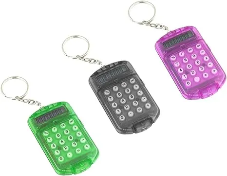 NUOBESTY 3pcs Pocket Calculator Key Ring Tiny Small Portable Mini Electronic Calculator for Home Students (Random Color)