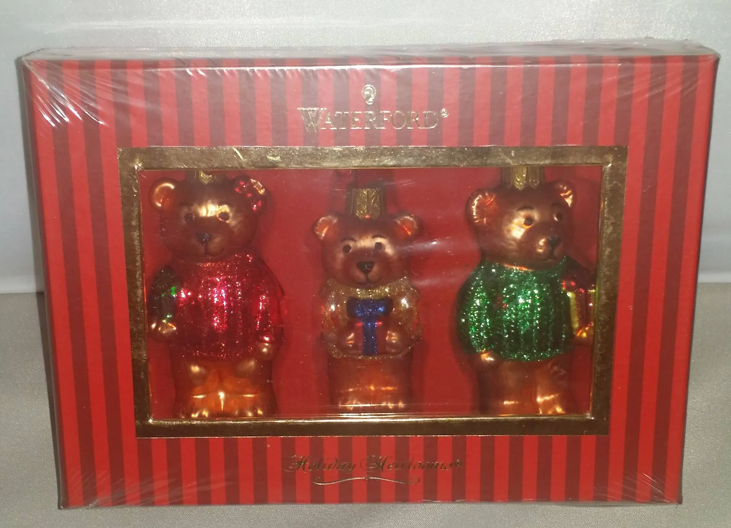 Waterford Set of 3 Christmas Teddy Bear Ornaments