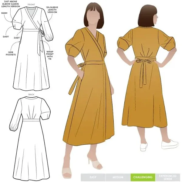 Style Arc Sewing Pattern - Millicent Wrap Dress (Sizes 10-22)