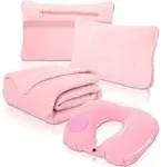 Travel Blanket &amp; Pillow Set - Inflatable Neck Pillow,Blanket w/Built-in Bag -NWT