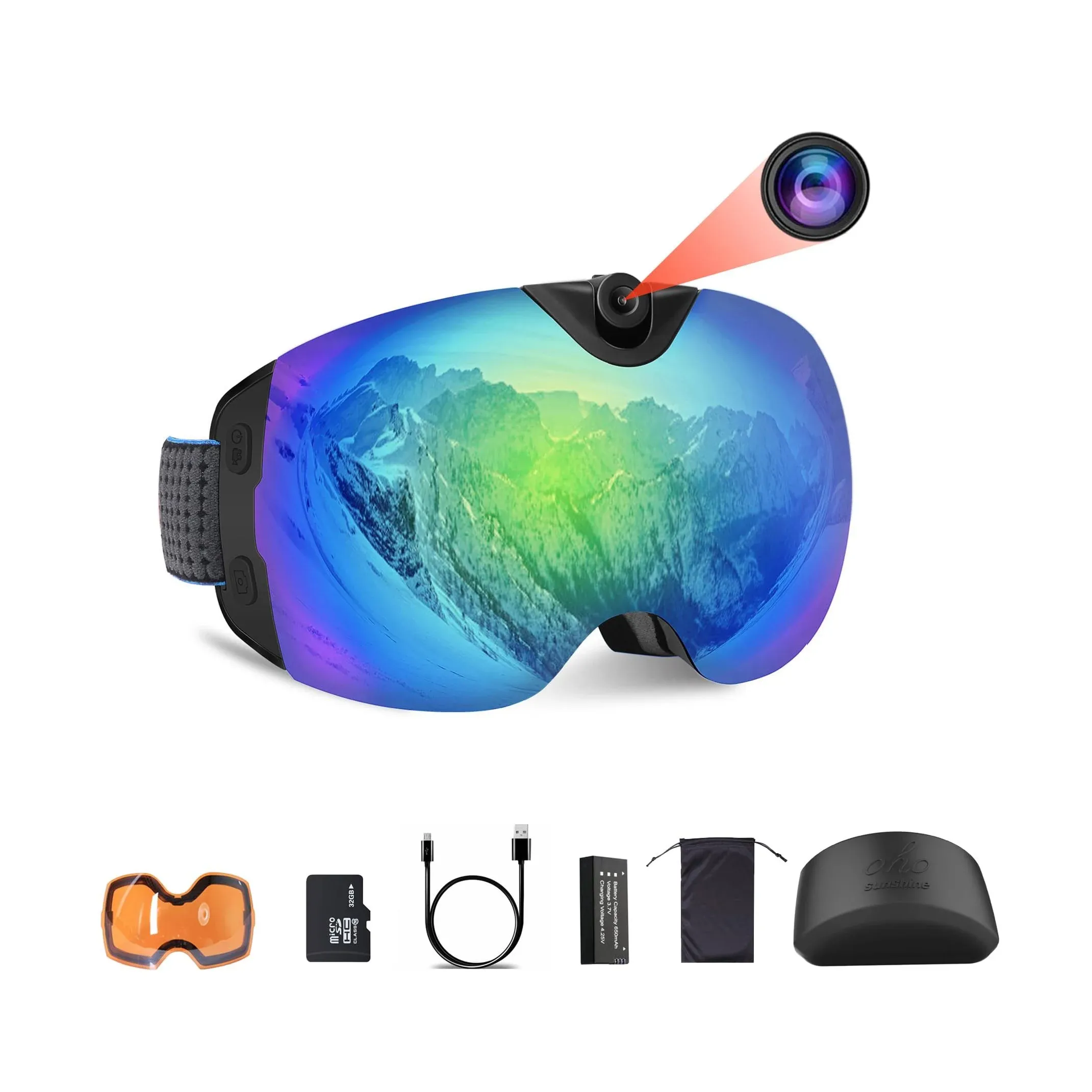 Oho Sunshine Oho Camera Ski Goggles 4K Camera Snowboard Goggles with WiFi Feature ...