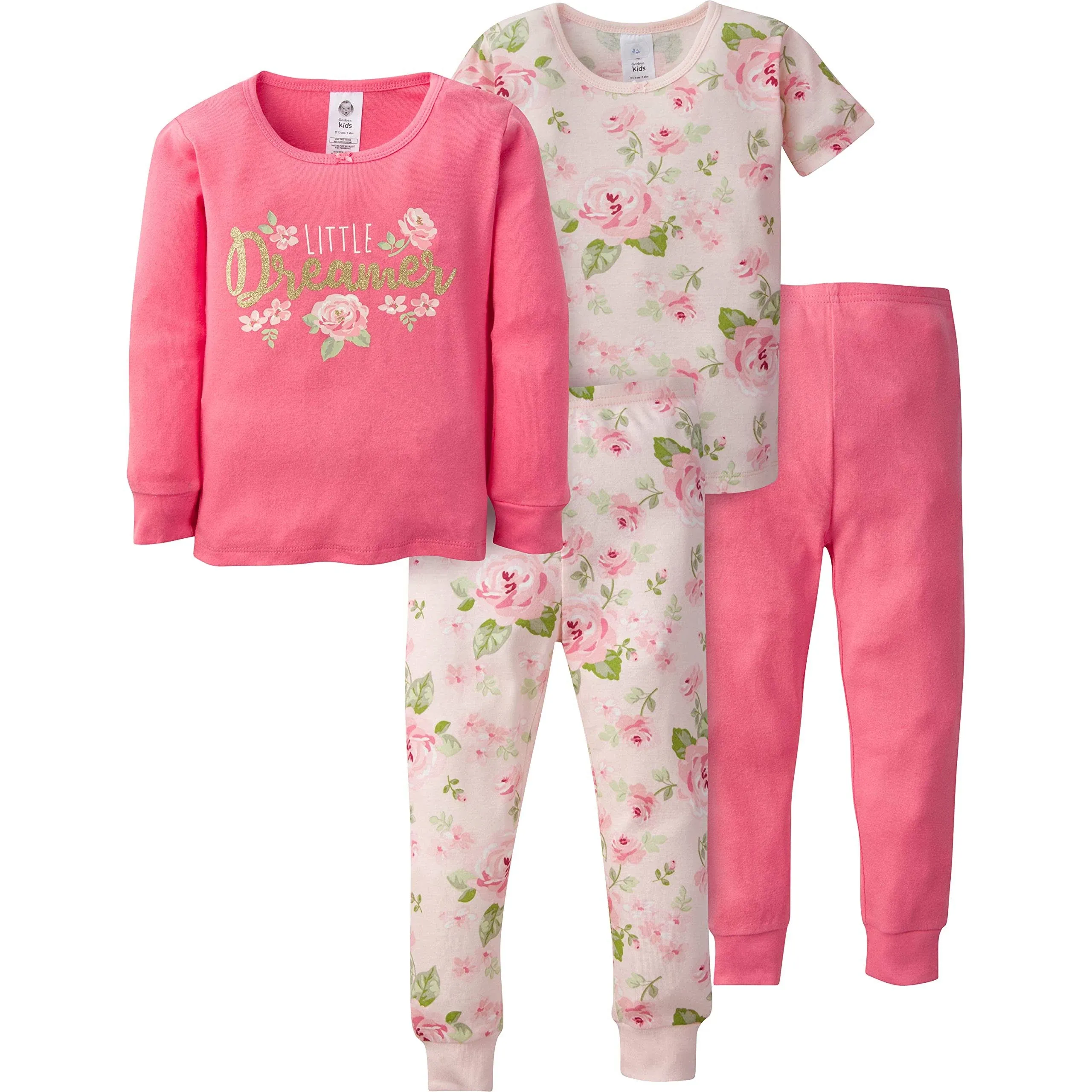 Gerber Baby Girls' Toddler Snug Fit 4-Piece Pajama Set