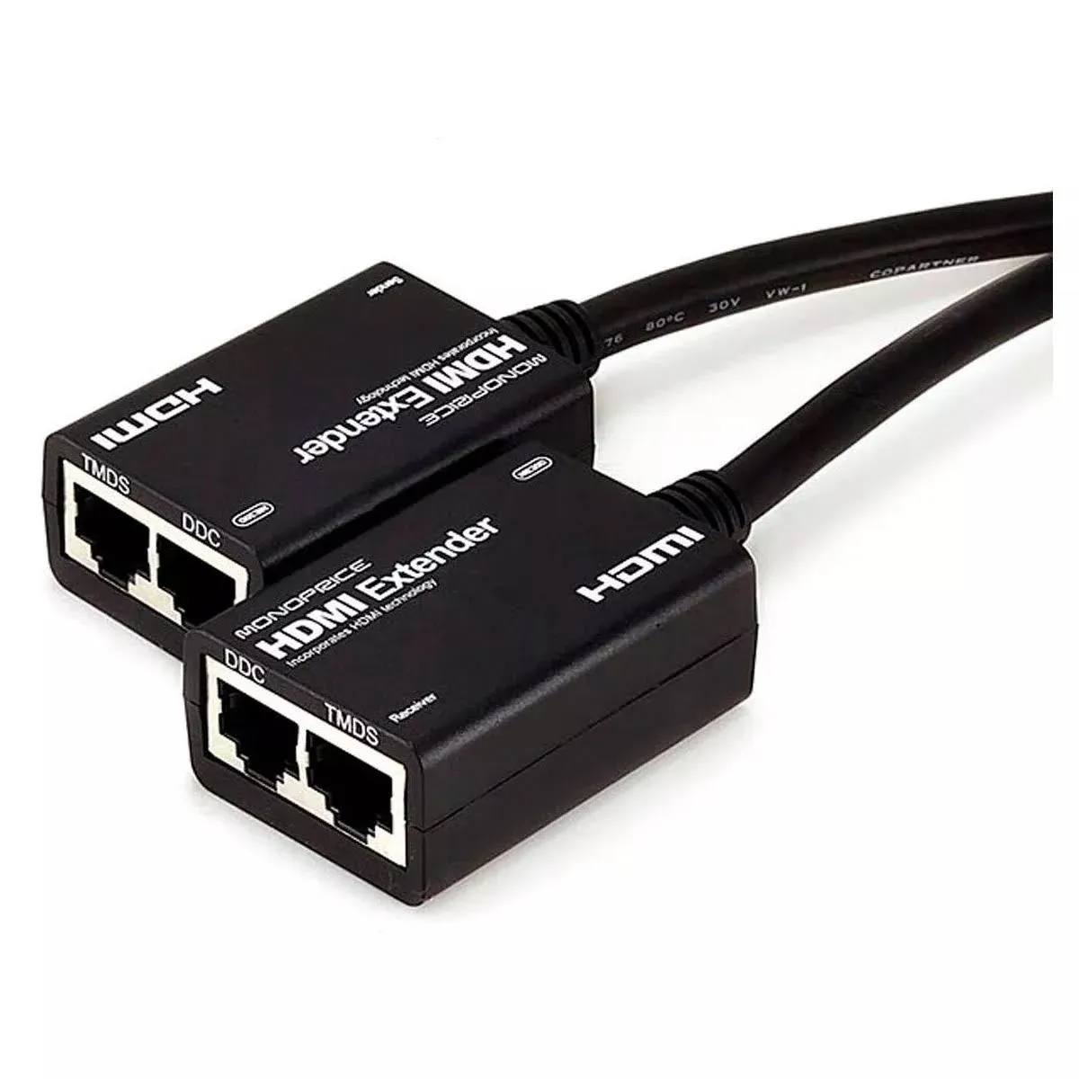 Monoprice HDMI Extender - Using Cat5e or CAT6 Cable, Extend Up to 98-Feet, HDCP Pass-Through, Up to 1080p Resolution