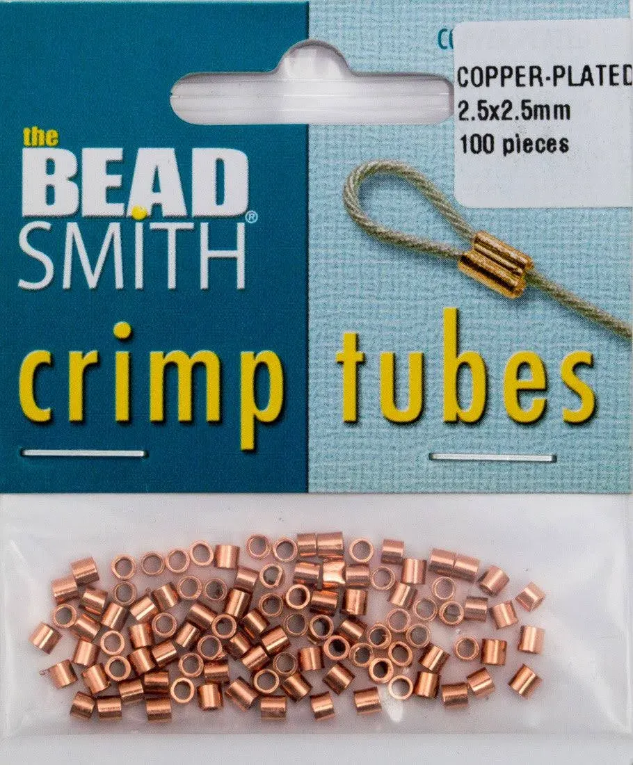 The Beadsmith Tube Crimp Beads, 2.5 x 2.5mm, 100 Pieces, Copper Color, Uniform Cylindrical Shape, No Sharp Edges, Designed to Secure The Ends of Jewelry Stringing Wires and Cables