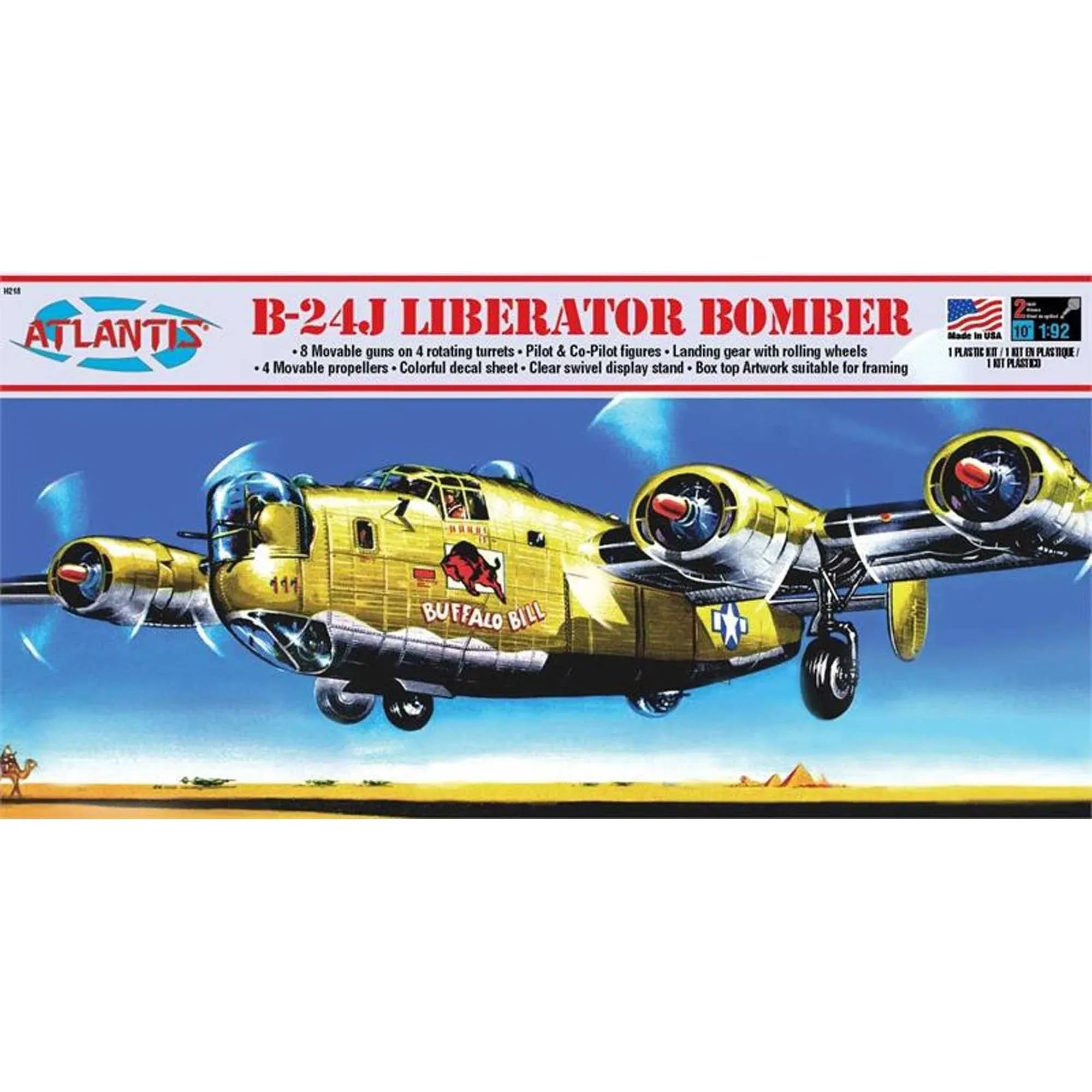 Atlantis B-24J Liberator Bomber Buffalo Bill 1:92 Scale Model Kit H218 - Sealed