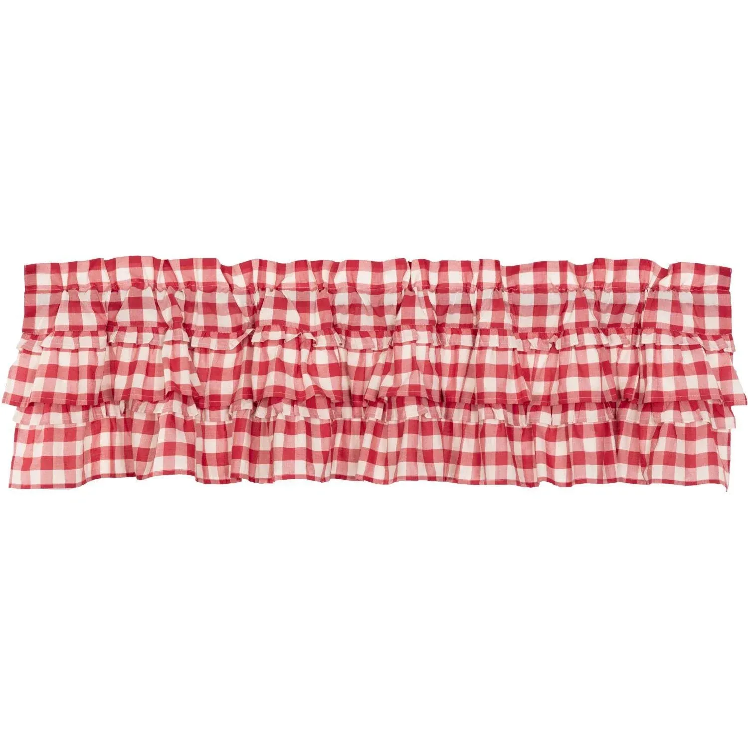 Annie Buffalo Red Check Ruffled Valance Curtain 16x72 VHC Brands