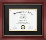 8.5x11 Diploma Degree Frame with Red Mat or Display 11x14 Certificates without Mat,Solid Wood,Black Finish with Intricate Black Rope Detail,UV Protection Acrylic