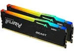 64GB Kingston Technology FURY Beast RGB 4800MHz DDR5 CL38 Dual Kit (2 x 32GB)