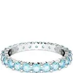 SWAROVSKI Matrix Ring, Aquamarine-Blue Crystals on a Rhodium Finished Band