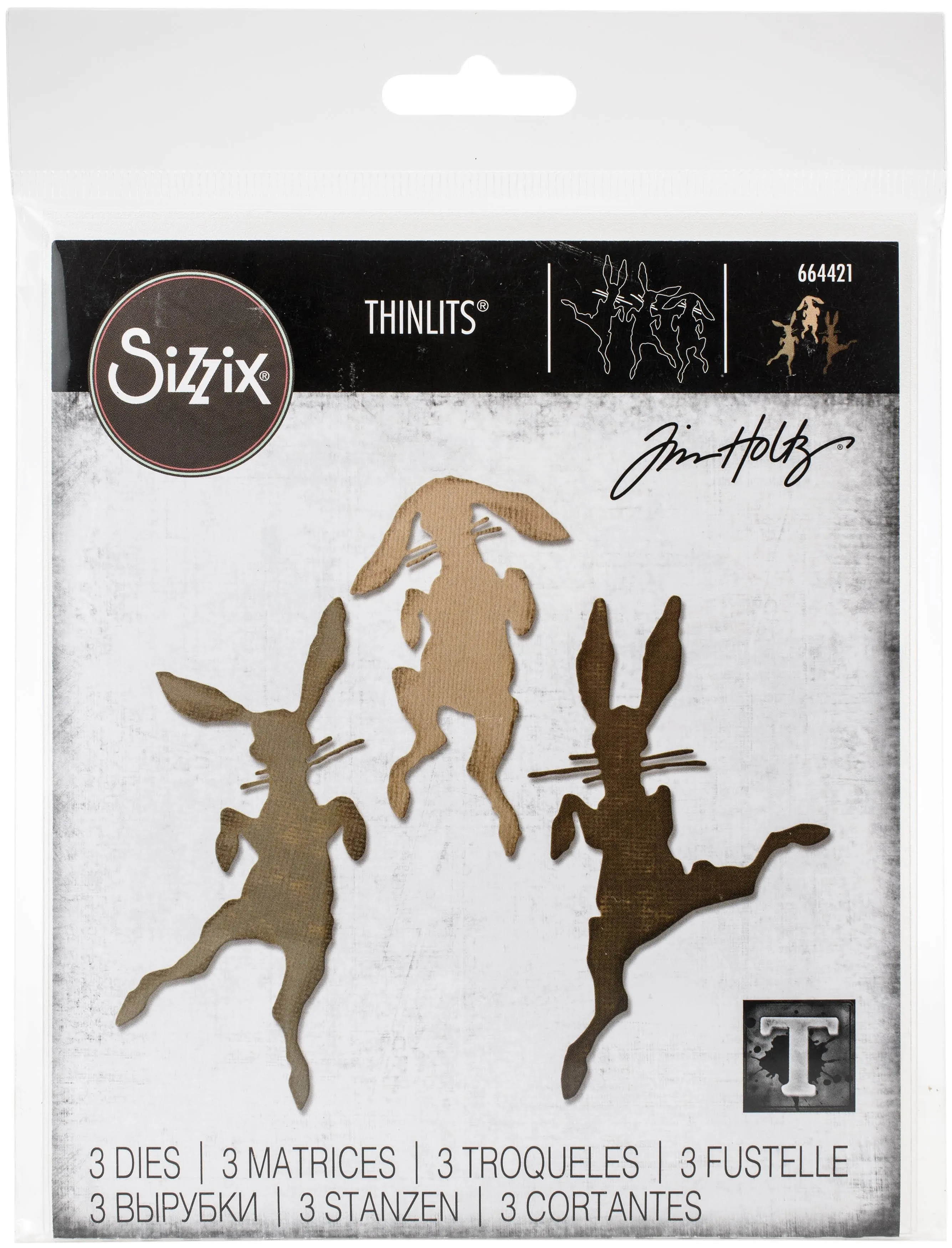 Tim Holtz Sizzix Thinlits Die ~ BUNNY HOP ~ Alterations 664421