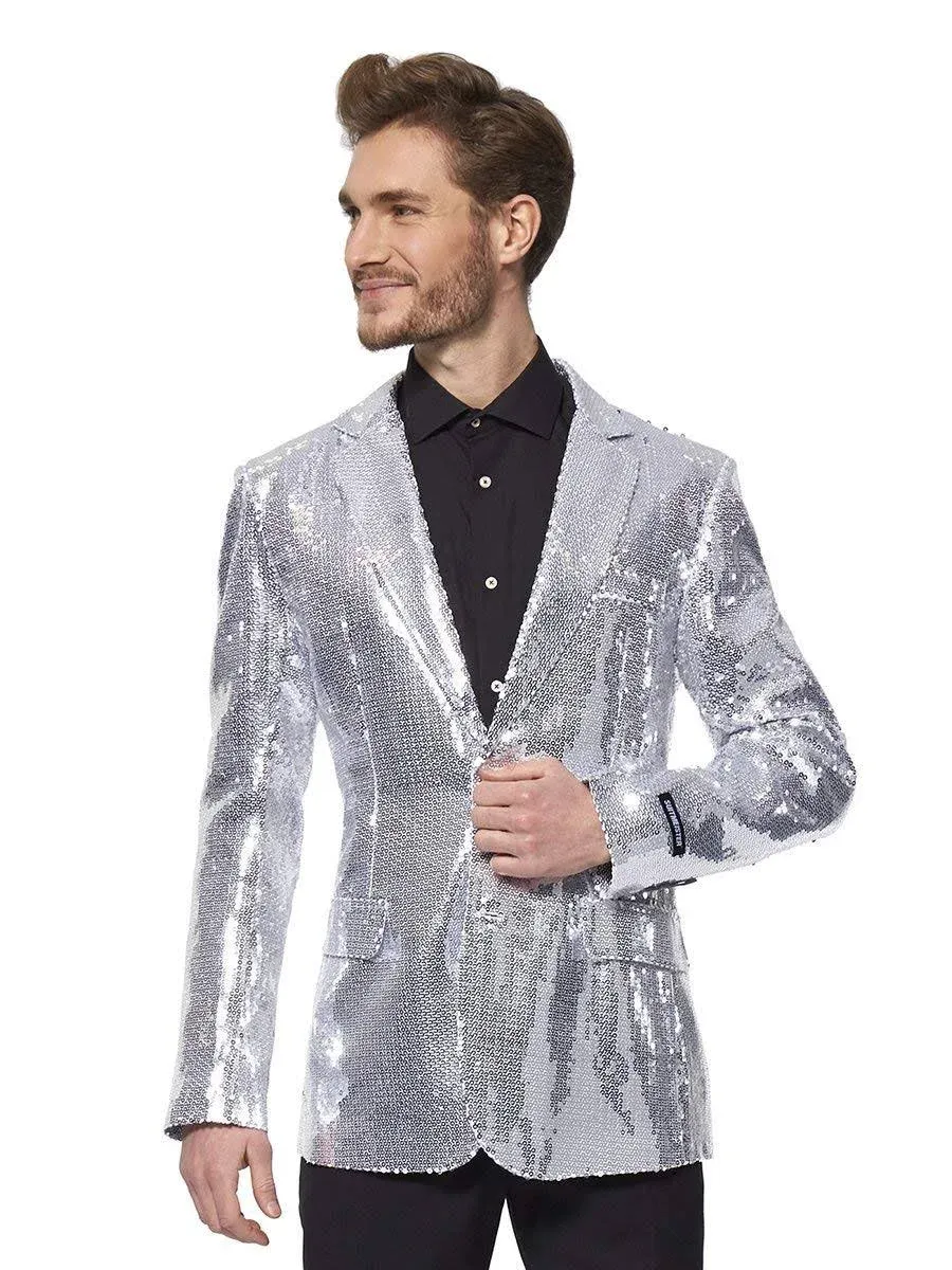 Suitmeister Men's Sequins Silver Blazer, Small