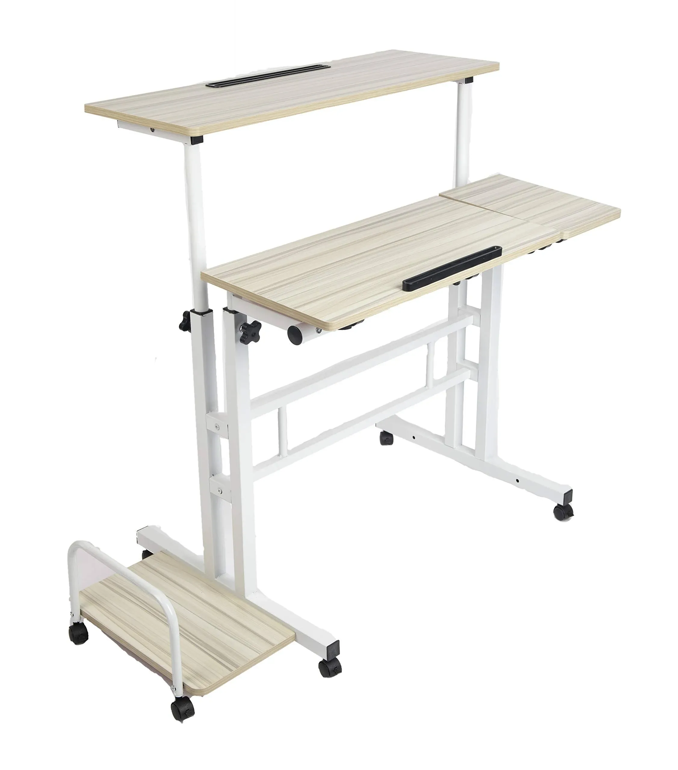 Mind Reader Mobile Sitting, Standing Desk, White