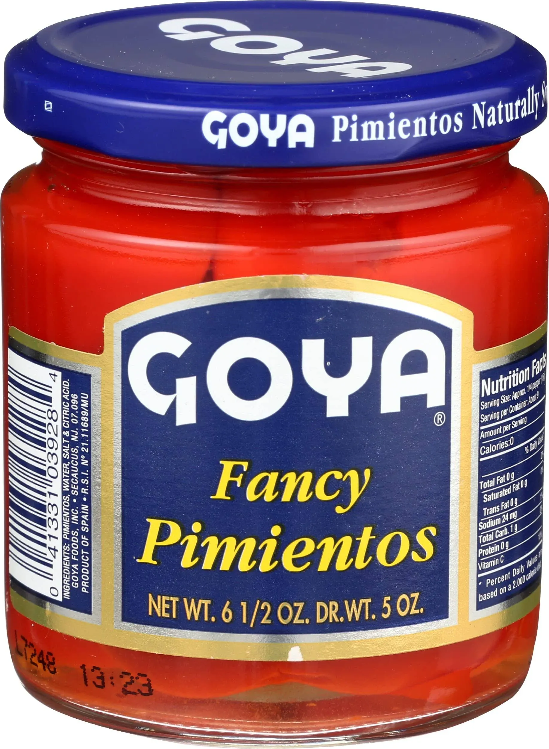 Best Before: 03/02/27 Goya Fancy Pimientos, 6.5 oz