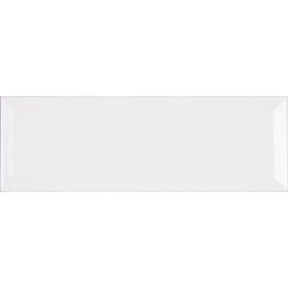 Tenedos White Ceramic Beveled Subway Wall Tile 4x12 Matte Finish for Kitchen ...