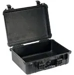 PELICAN Protective Case: 12 7/8 in x 18 in x 6 3/4 in Inside, Black, Stationary, No Foam Included