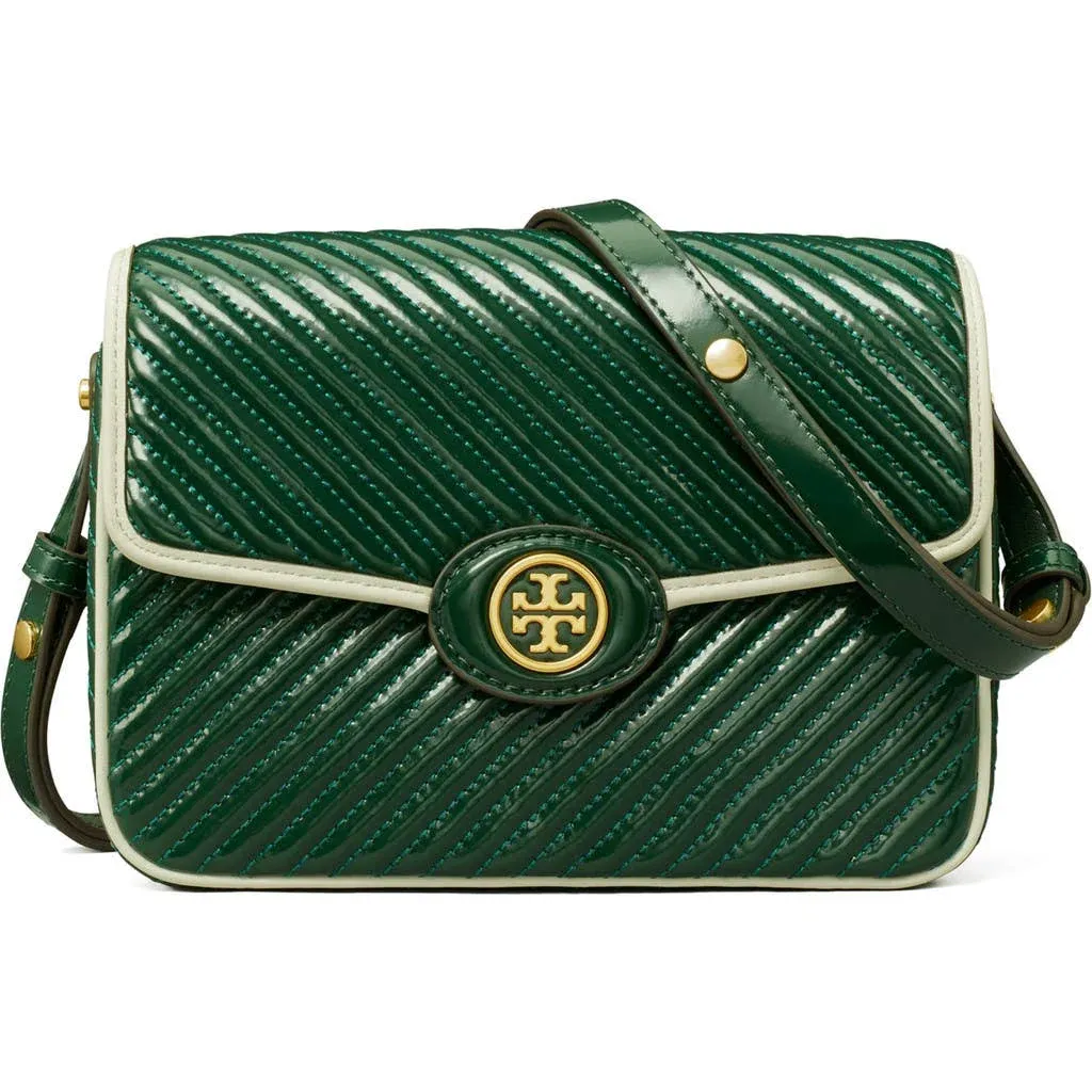 🫑🫑 New! Tory Burch ROBINSON PATENT QUILTED SHOULDER BAG