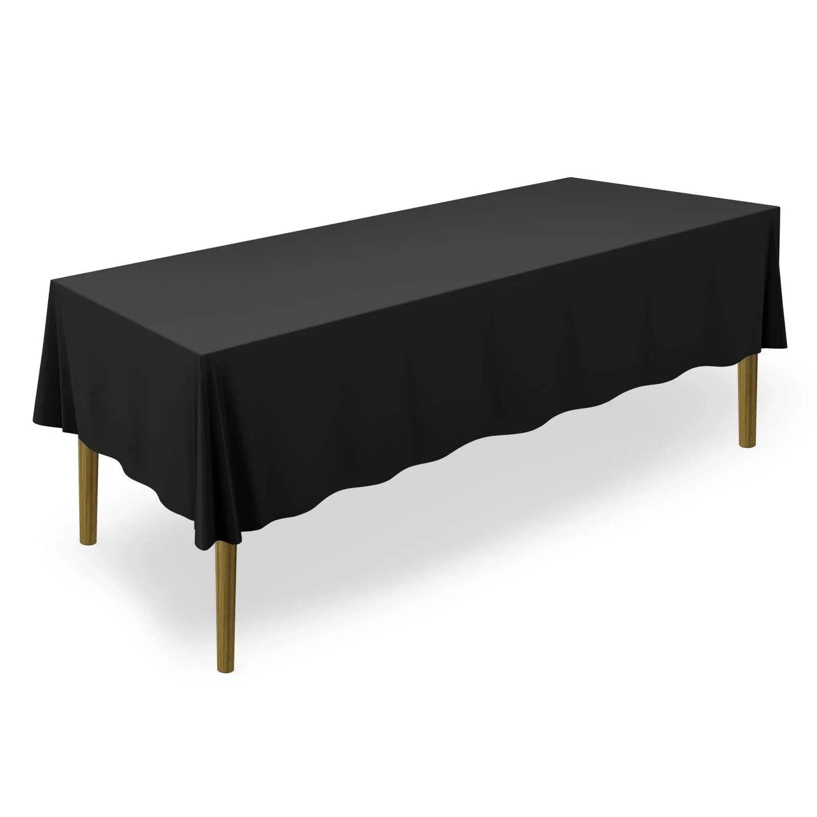 "Lann's Linens 60 x 126 Rectangular Wedding Banquet Polyester Fabric Tablecloth - Black"