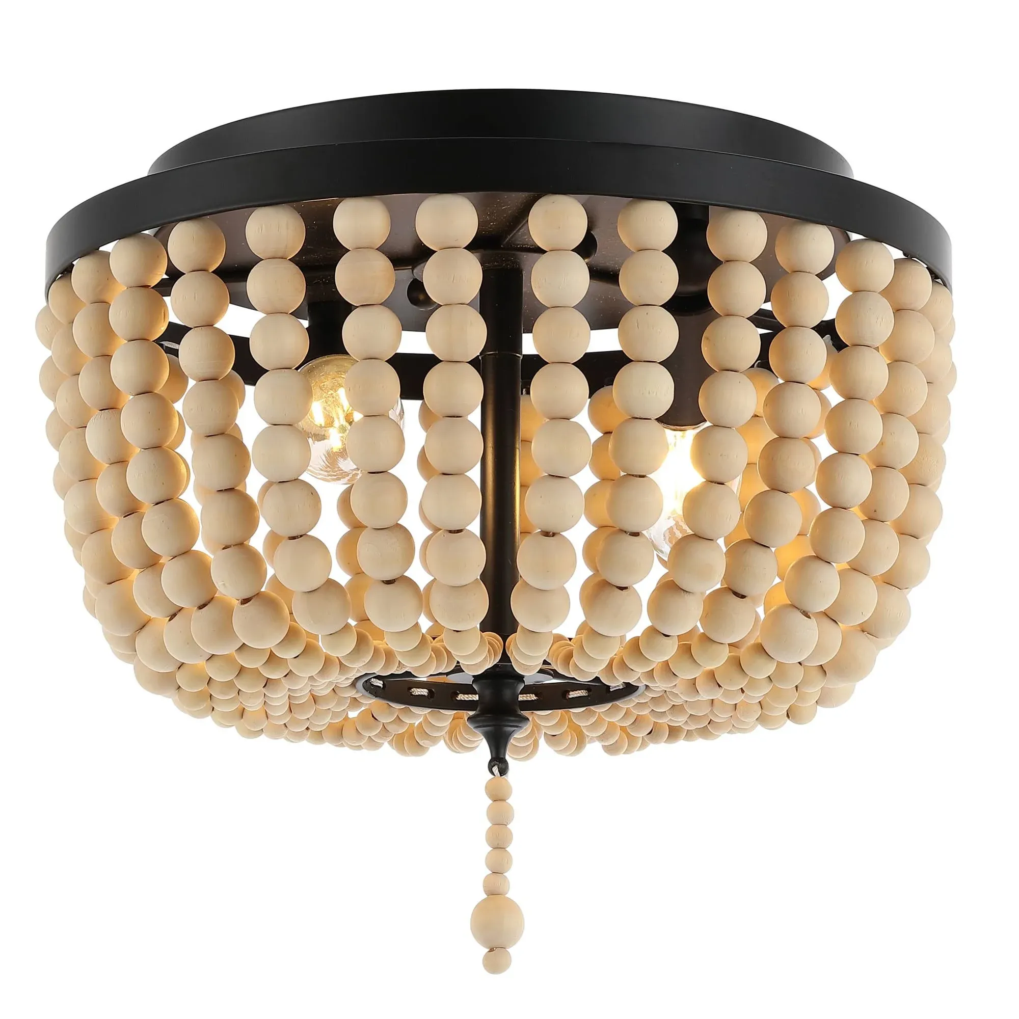 Allison 15" Wood Beaded/Metal LED Flush Mount