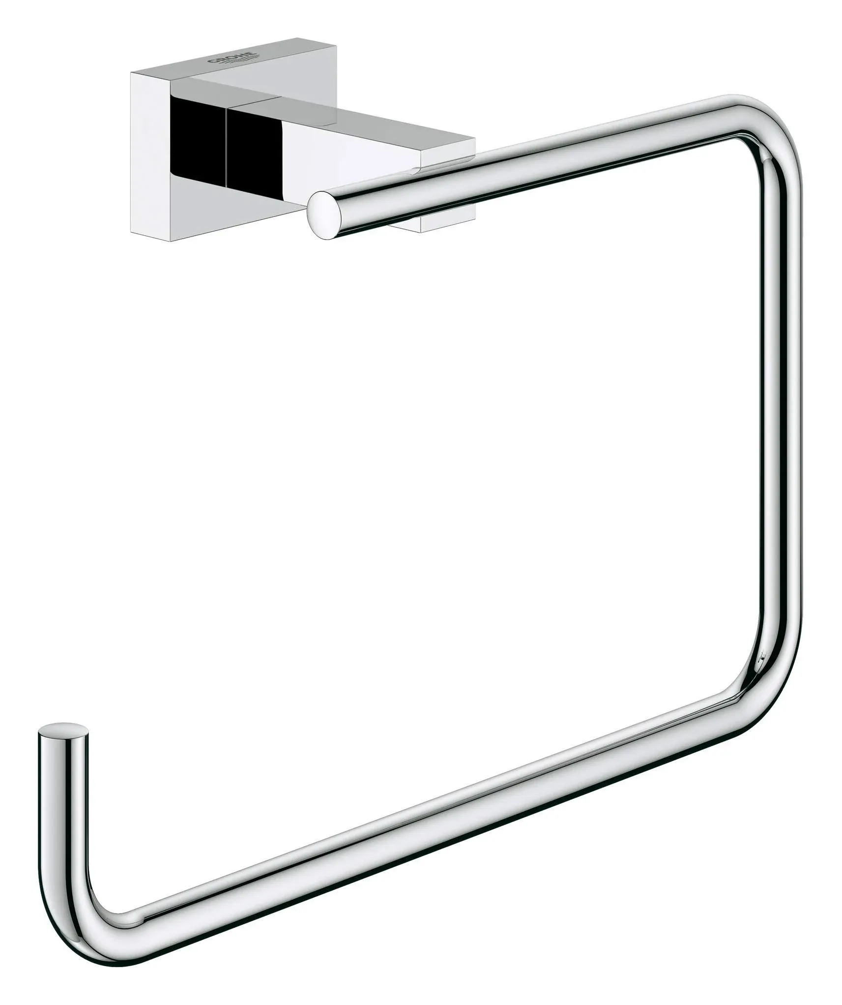 Grohe 40510001 Essentials Cube Metal 7.48-in. Towel-Ring, Starlight Chrome