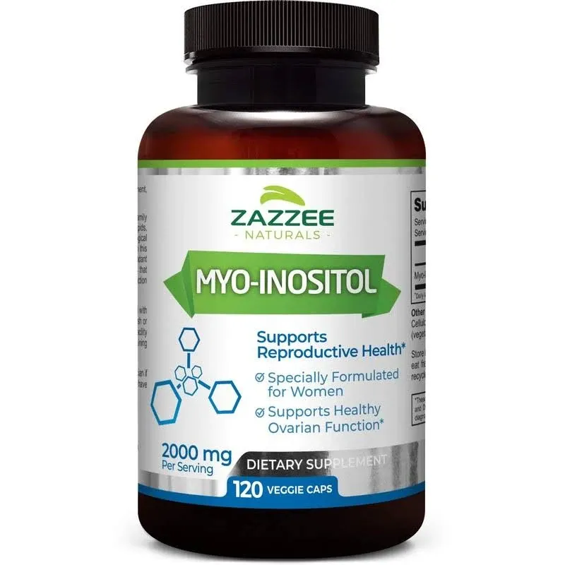 Zazzee Myo-Inositol 2000 mg per Serving 120 Vegan Capsules